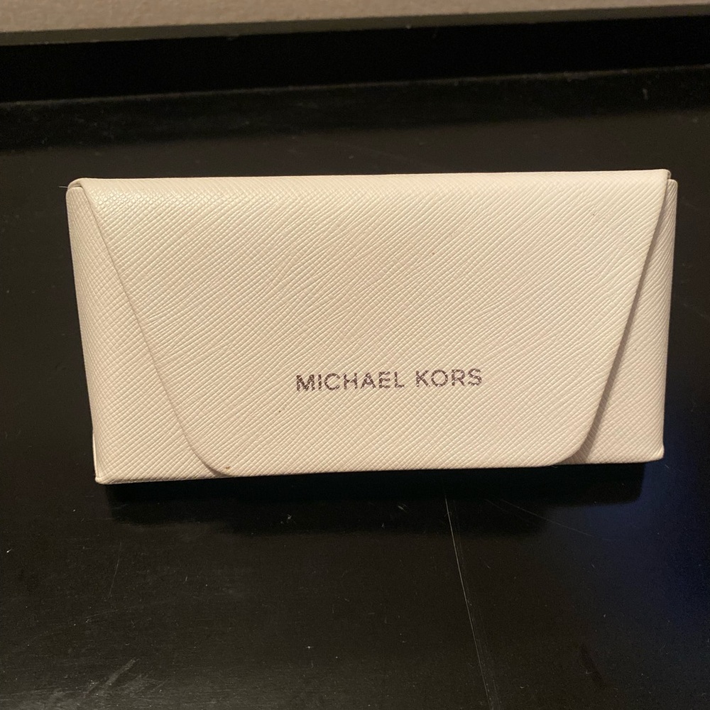 Michael Kors Cream Textured Sunglasses Case with Logo